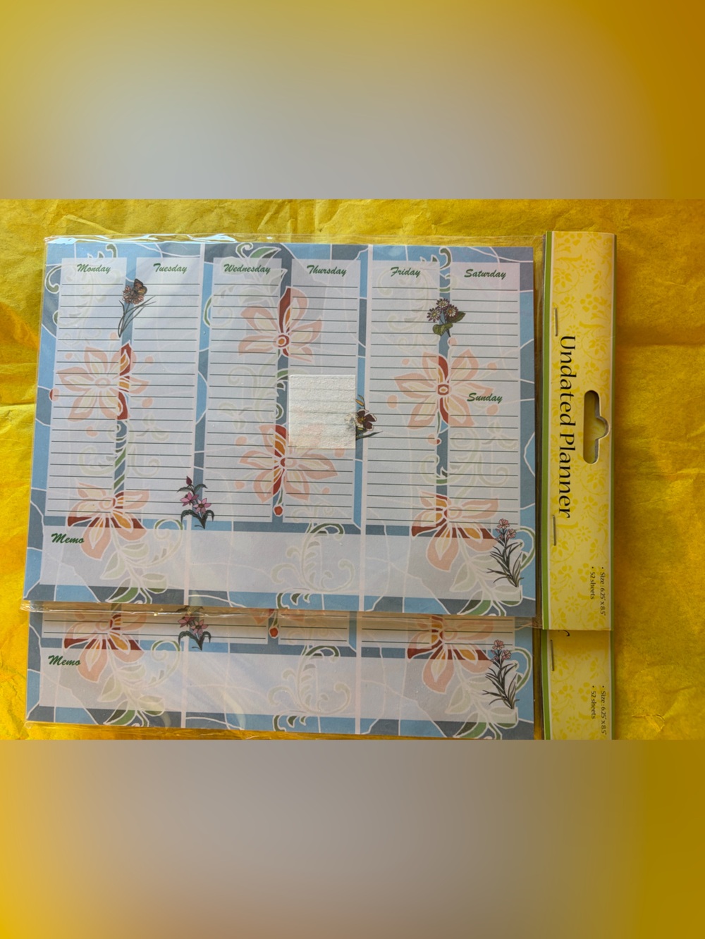 Undated Floral Weekly Planner Notepads - Set of 2 = 2 years
